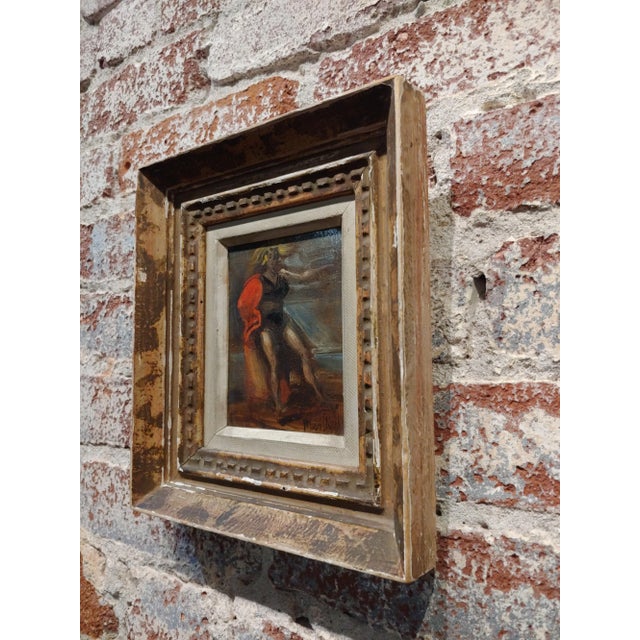 Reginald Marsh -Blonde Woman With a Red Cape on the Boardwalk -Oil Painting For Sale In Los Angeles - Image 6 of 8