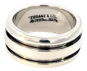 1990s Tiffany & Co Estate Atlas Groove Ring Size 5 Silver 9 mm