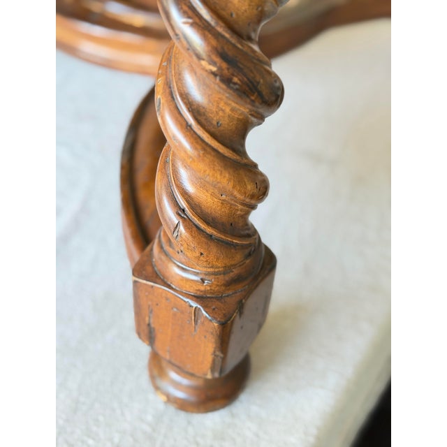 French 18th C. Charles II Style Barley Twist Spanish Revival Side Table With One Drawer Solid Walnut Wood in Style of Theodore Alexander / Eddie Bauer For Sale In Los Angeles - Image 6 of 12
