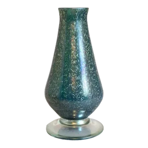 American Nash Iridescent Teal Chintz Decorated Glass Vase