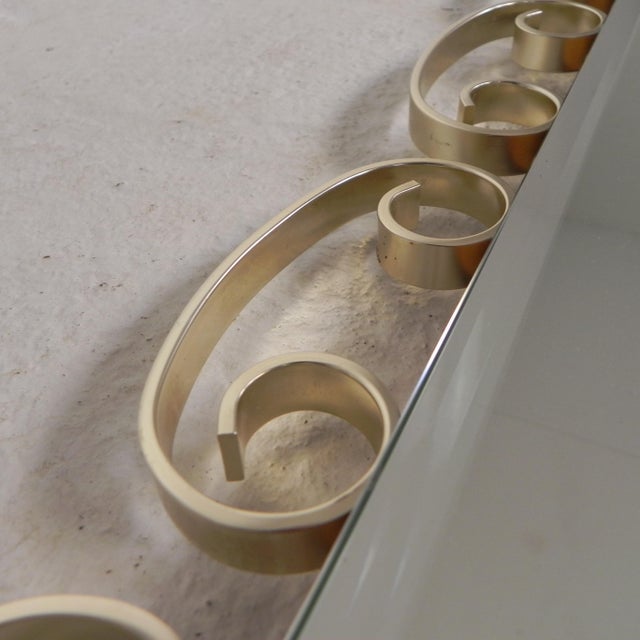 Vintage Faceted Mirror in Aluminum Frame, 1950s For Sale - Image 9 of 13