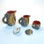 Mid-Century Modern Vintage Ceramic & Faux Wood Tea Set by Grandjean-Jourdan for Vallauris, Set of 9 For Sale - Image 3 of 11