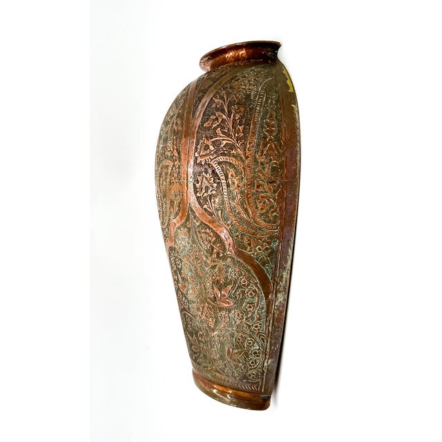 Metal Vintage Embossed Copper Wall Pocket Vase — Persian / Moorish / Bohemian For Sale - Image 7 of 14