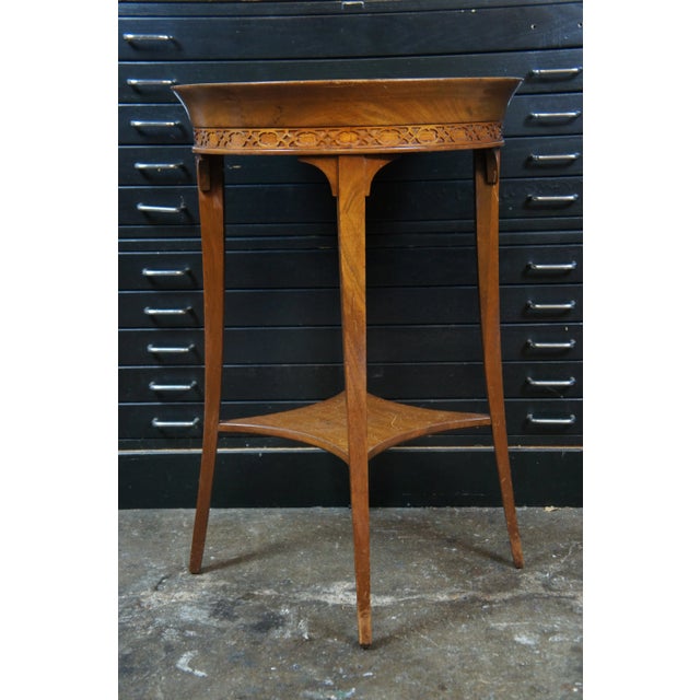 Mid 20th Century Mid 20th Century Mersman Attributed Regency Mahogany 2 Tier Round Pedestal Tea Table Plant Stand For Sale - Image 5 of 12