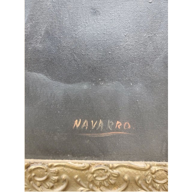 Antique Painting in Style of ”The Collector”, Signed by Navarro For Sale - Image 4 of 8