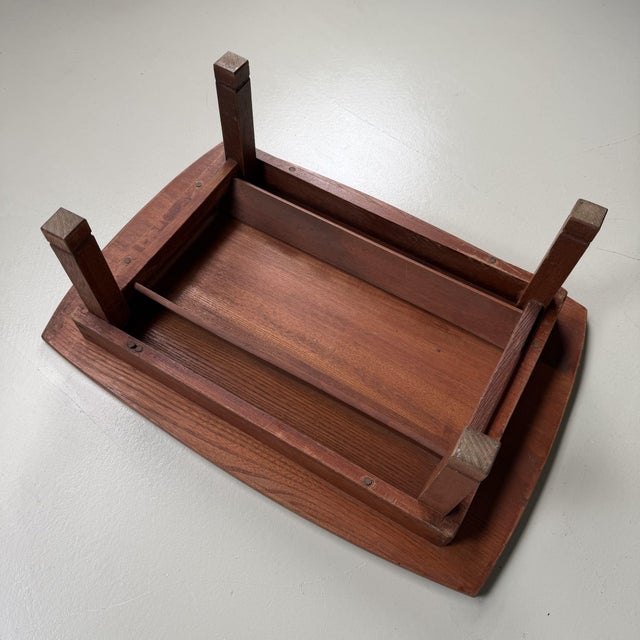 Maroon Small Japanese Wooden Table with Folding Legs, 1950s For Sale - Image 8 of 10