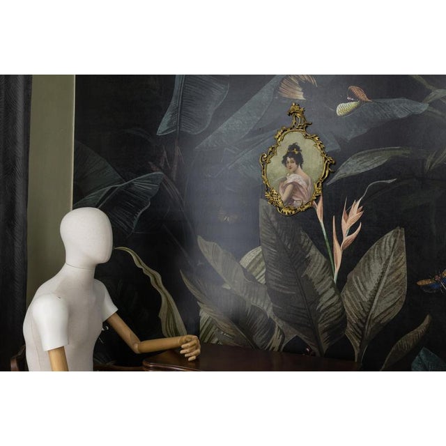 French Art Nouveau Painted Portrait in a Louis XV Style Bronze Frame, 1900s For Sale - Image 4 of 18