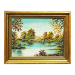 "Echoes of a Quiet Day" - Mid 20th Century Original Oil on Canvas Signed, Framed