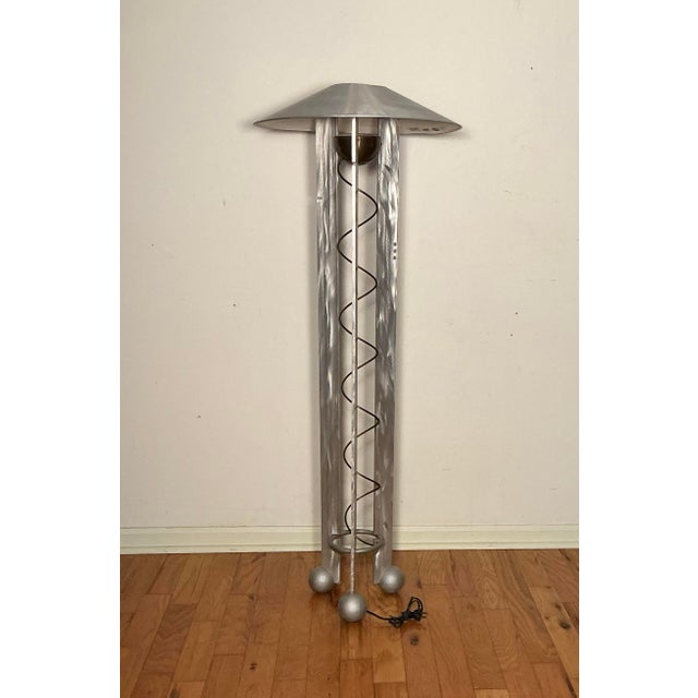 Robert Sonneman Memphis Style Robert Sonneman Brushed Aluminum Floor Lamp for George Kovacs, Usa 1988 For Sale - Image 4 of 12