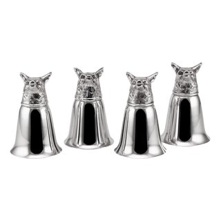 Mid 20th Century Italian Silver Plated Fox Stirrup Cups, 1970s, Set of 4 For Sale