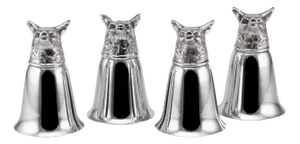 Mid 20th Century Italian Silver Plated Fox Stirrup Cups, 1970s, Set of 4