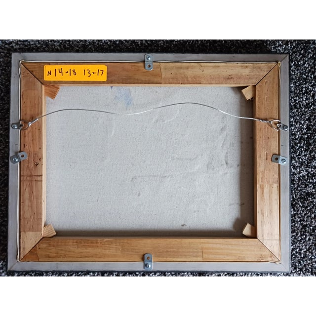 Pair Vintage Color Field Abstract Midcentury Paintings Rose and Blue For Sale - Image 10 of 11