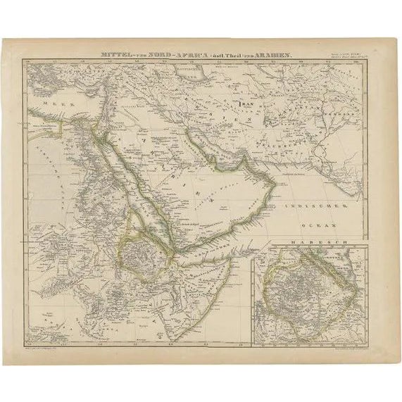 Antique Map of Africa and Arabia with Inset Map of Ethiopia and Eritrea, 1845 For Sale