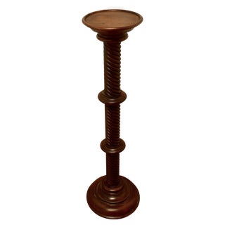 Antique Pedestal Torchere in Carved Mahogany For Sale