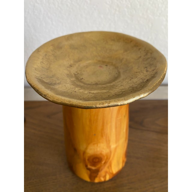 Artisan, Studio-Craft, Hand-Turned Wood & Brass Taza Vessel For Sale - Image 10 of 13