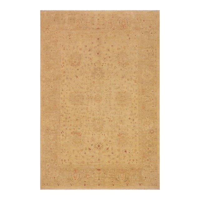 Classic Ziegler Gold Tan Hand-Knotted Wool Rug - 9'4'' X 11'10'' For Sale