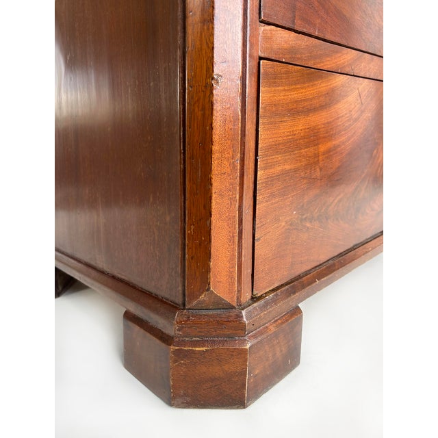 19th-Century Biedermeier Style Mahogany Chest of Drawers, Matched Flame Grain For Sale - Image 10 of 13