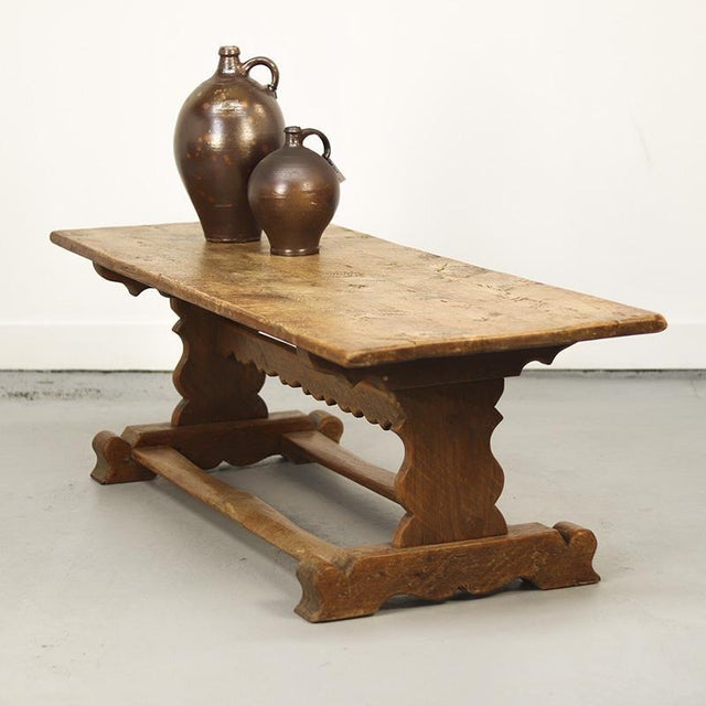 Antique Rustic Farmhouse Refectory Coffee Table in Solid Oak For Sale - Image 9 of 9