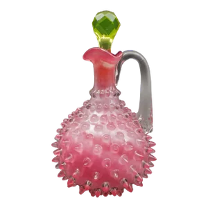 Early 19th Century Hobbs Brockunier & Co. No. 323 Dew Drop Glass Hobnail Cruet & Stopper