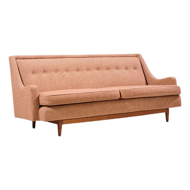 Kipp Stewart for Drexel Mid Century Walnut Sofa For Sale