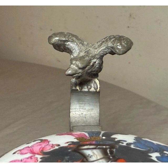 Antique 1800's Armorial Painted Porcelain Glass Pewter German Lidded Beer Stein For Sale - Image 10 of 15