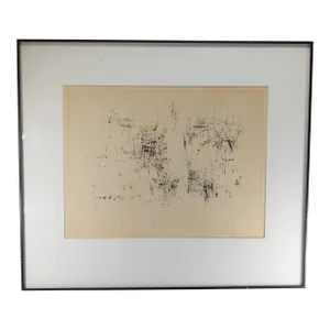 Mid-Century Modern Contemporary Abstract Etching Print by Hitoshi Nomura