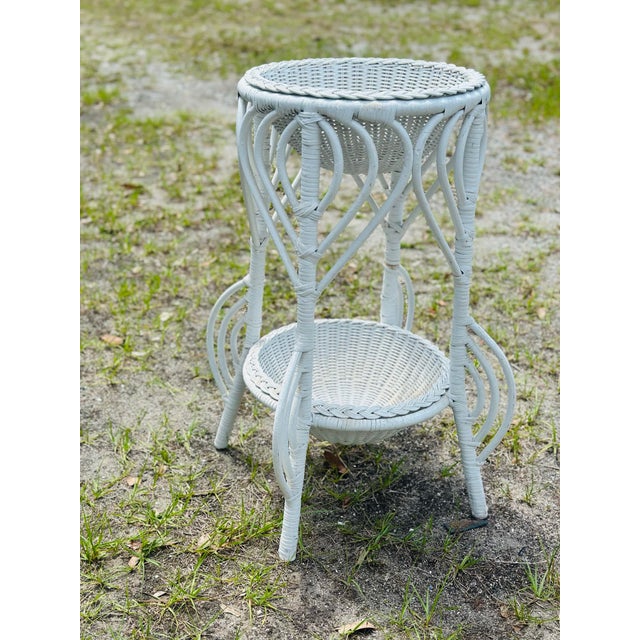 1970s Vintage Wicker Plant Stand For Sale - Image 5 of 5