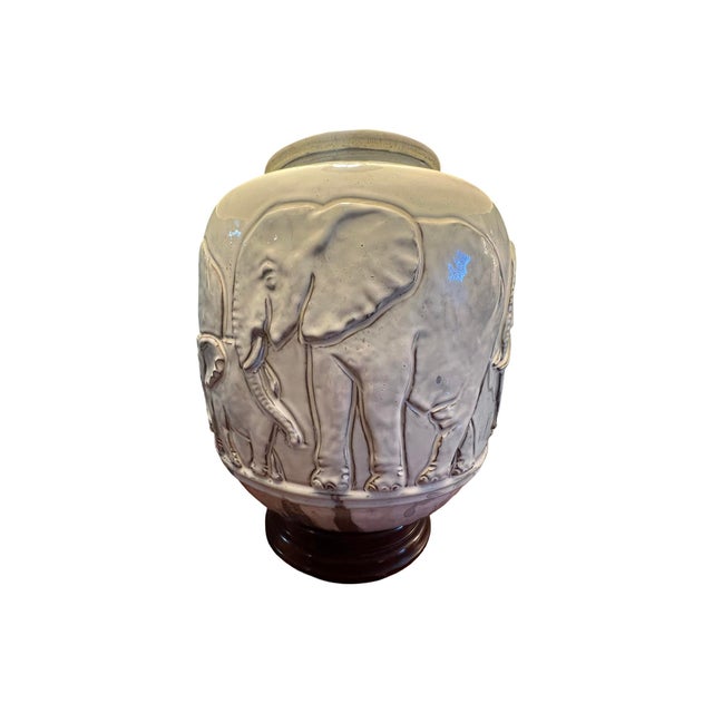 Vintage Mid Century Modern Large Elephant Table Lamp Studio Ceramic For Sale - Image 4 of 8