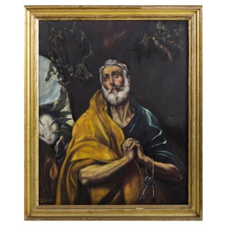 After Domenikos Theotokopoulos / El Greco, The Tears of Saint Peter, 19th Century, Oil on Canvas, Framed For Sale