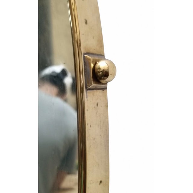 Mid-Century Modern Oval Brass Wall Mirror, Italy, 1950s For Sale - Image 3 of 8