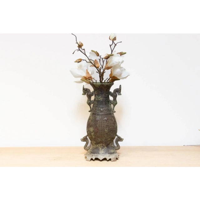 Verdigris Antique Verdigris Chinese Bronze Vase For Sale - Image 8 of 8