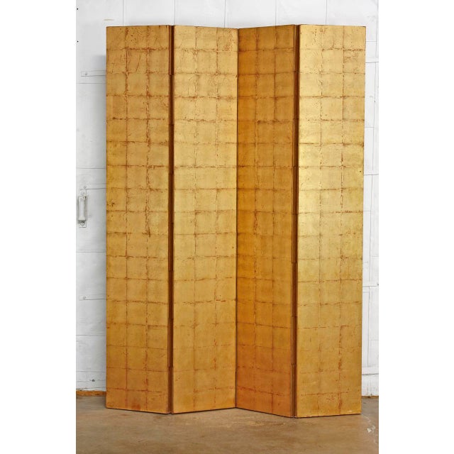 FourPanel Gold Leaf Room Divider Two Sided Screen Chairish