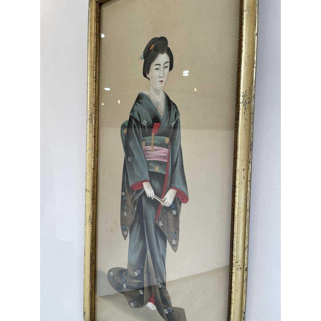 19th Century Japanese Paintings on Silk - Set of 2 For Sale - Image 16 of 18