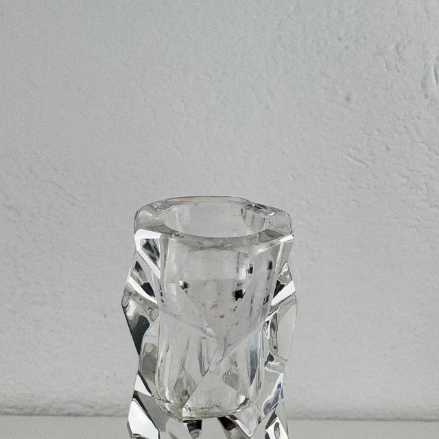 Gold Faceted Murano Crystal Glass Candlesticks by Archimede Seguso, 1950s, Set of 2 For Sale - Image 8 of 14