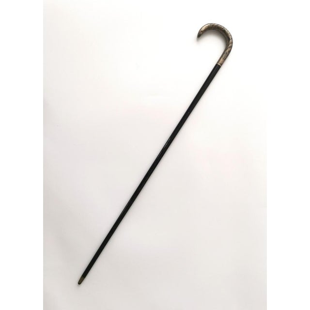 Antique Walking Stick with Engraved Silver-Plated Handle, 1890s For Sale - Image 11 of 13