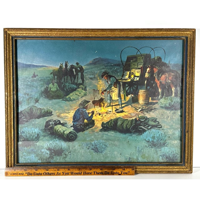 Mid 20th Century Charlie Dye "Western Sunrise" Lithograph - Framed Art Deco Cowboy Print For Sale - Image 9 of 9