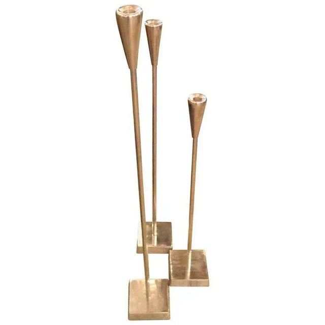 Mid-Century Modern Late 20th Century Aluminum Tiered Floor Candlesticks - Set of 3 For Sale - Image 3 of 6