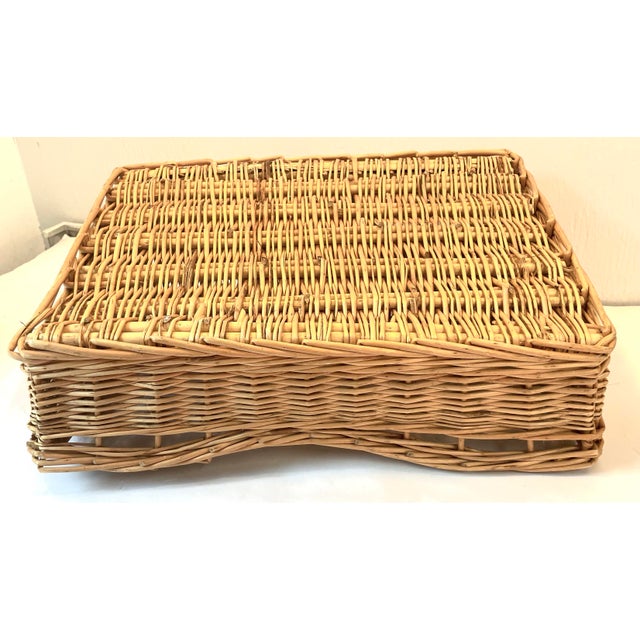 Tan Vintage Divided Wicker Tray For Sale - Image 8 of 8