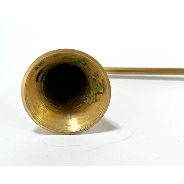 Brass Vintage Brass Candle Snuffer & Glass Match Striker Set - Hollywood Regency Fireplace Decor For Sale - Image 8 of 8