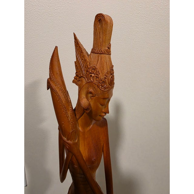 Copper 1950s Signed K. Dana (Mas, Bali) Elongated Art Deco Two-Piece Hardwood Sculpture For Sale - Image 8 of 12
