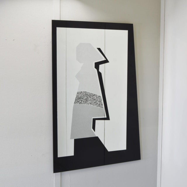 Italian Postmodern Screen-Printed Black Glass Mirror, 1980s For Sale - Image 4 of 10