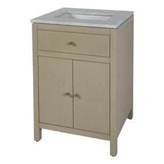 Nora 24 in. W Rectangular Wood & Marble Bathroom Vanity with Storage, Antique Taupe For Sale