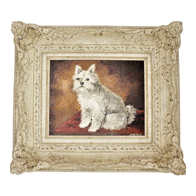 Westie West Highland Terrier Dog Portrait Oil Painting For Sale