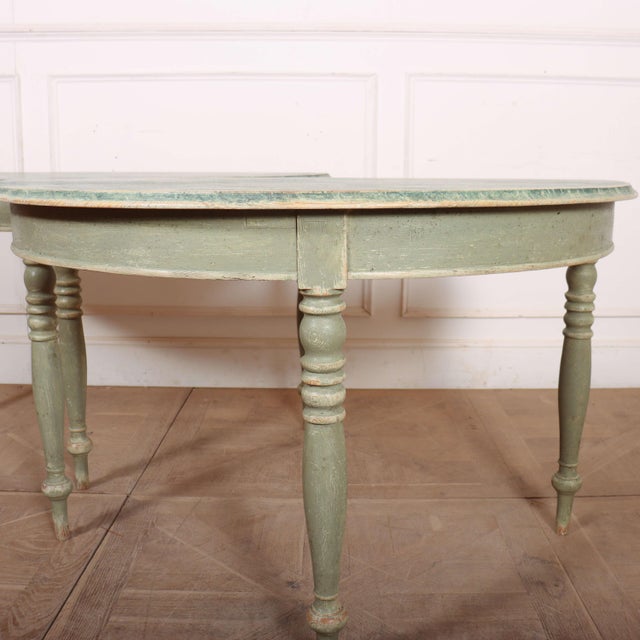 Good pair of 19th C Swedish painted pine console tables with faux marble painted top. 1850 Dimensions:W: 120cm (47.2")H:...