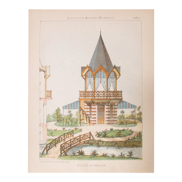 1880s French Architectural Lithograph Folio, 25 Sheets For Sale
