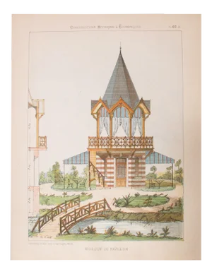 1880s French Architectural Lithograph Folio, 25 Sheets