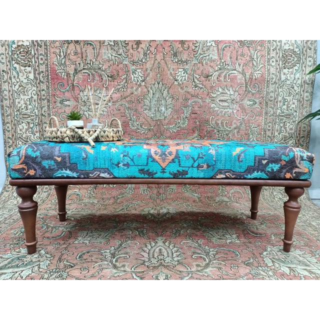 Details SIZE: 18X18X48 Inches ( with legs ) - 45x45x120 cm TYPE: Handmade Ottoman Bench CONDITION: is good. CONSTRUCT: It...