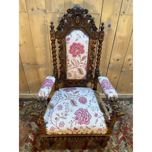 Traditional High Period Style Carved Walnut Armchair For Sale - Image 3 of 10