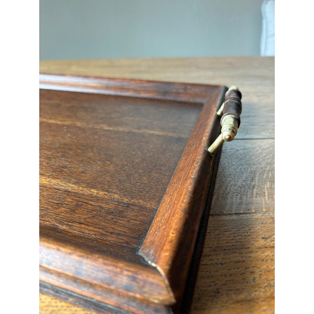 Early 20th Century Antique English Oak Serving Tray For Sale - Image 5 of 8