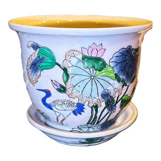 Mid 20th Century Hand Painted Porcelain Planter For Sale